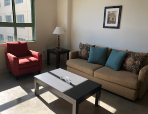 Fully Furnished Living Room in Corporate Apartment near Six Flags from Alamo Corporate Housing